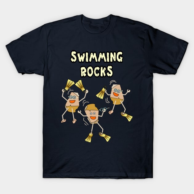 Swimming Rocks Text T-Shirt by Barthol Graphics